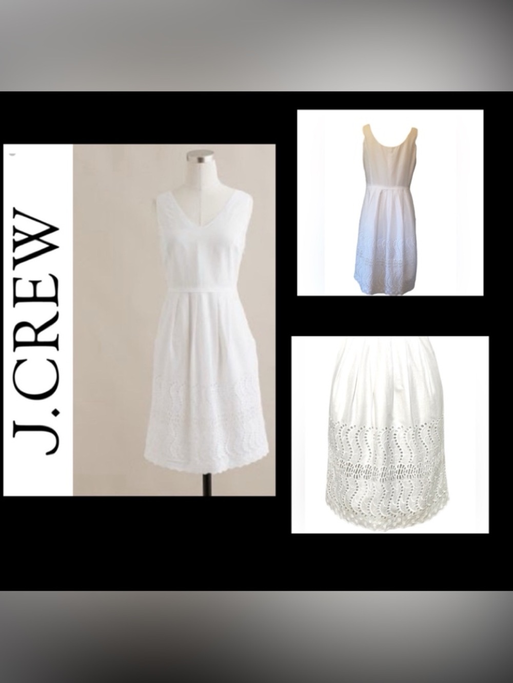 J. Crew White‎ Delaney Cotton Eyelet Shift Dress with Pockets. Size 2 preppy